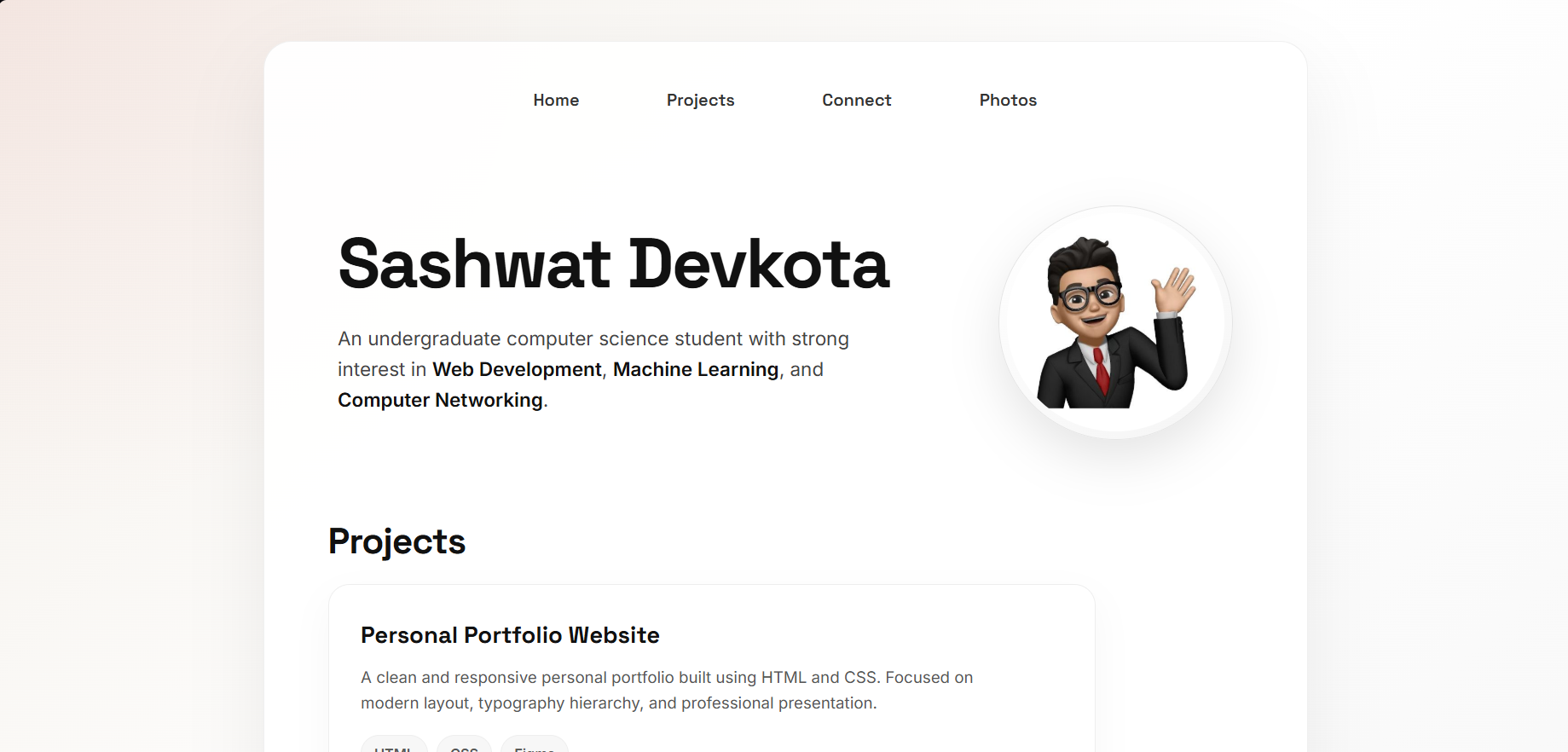 Screenshot preview of the portfolio website